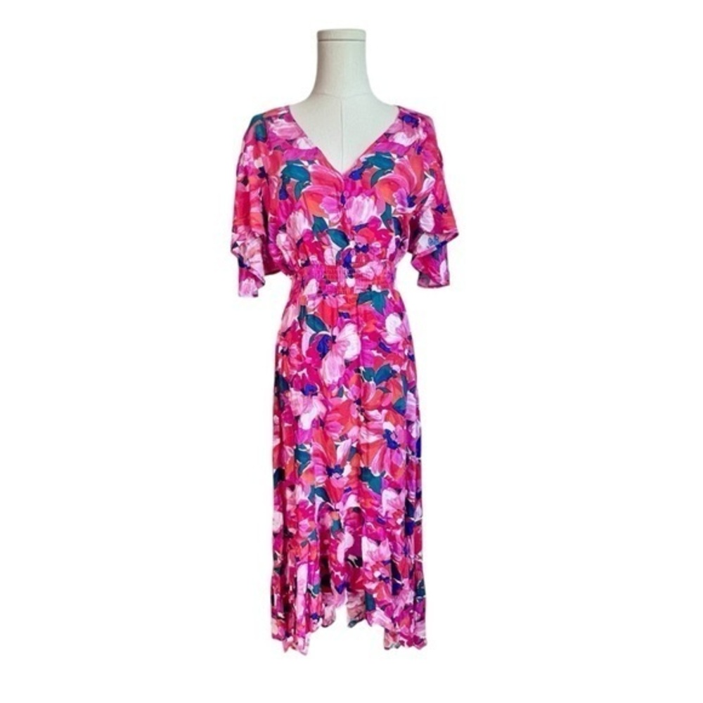 Anthropologie Abel The Label Multi Floral Maxi Dress Flutter Sleeves Women’s S